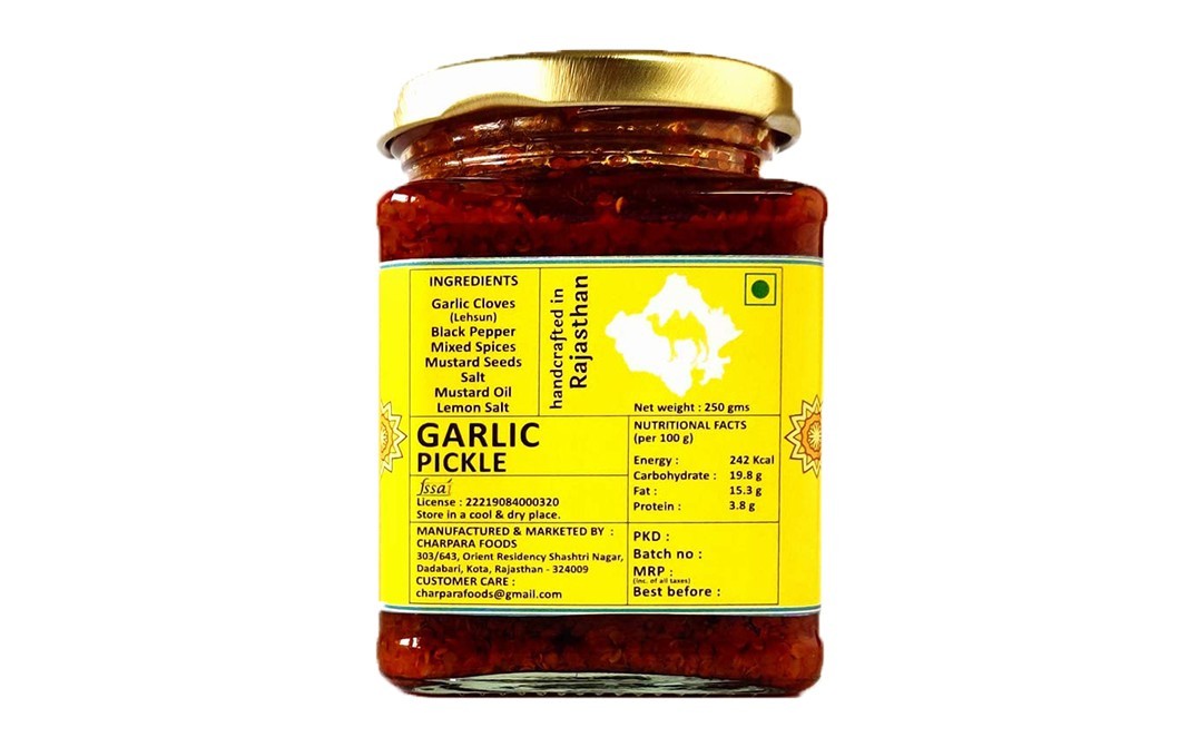 Charpara Lehsun Ka Achaar    Glass Jar  250 grams